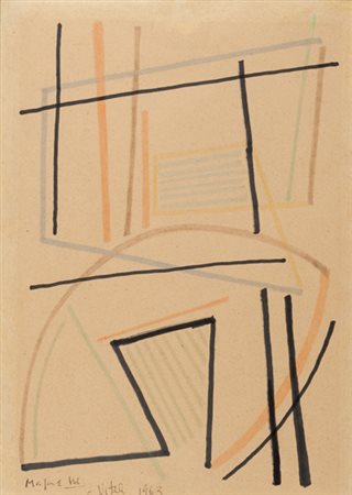 ALBERTO MAGNELLI Senza titolo, 1963 tecnica mista su carta , cm. 34x24...