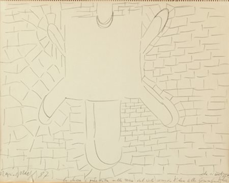 MARIO MERZ La chiesa è proiettata..., 1987 disegno su carta, cm. 43x56...