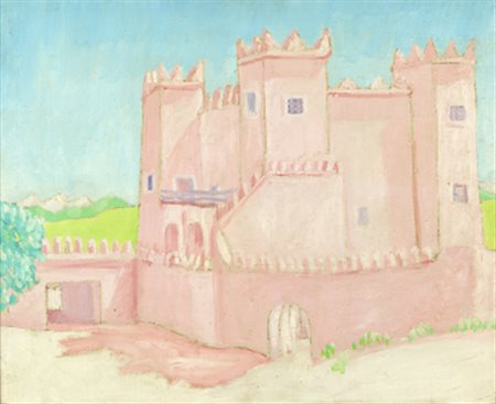 SALVO Castello Ksar, 1975 olio su tela cm. 40x50 firmato e datato sul retro...