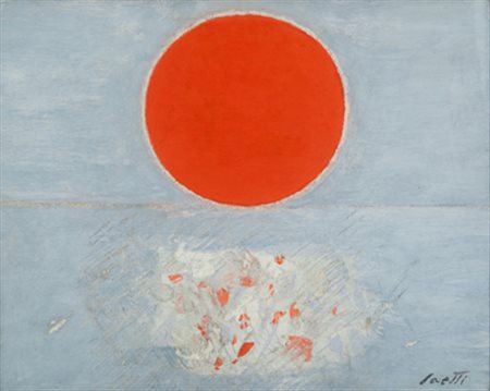 BRUNO SAETTI Affresco, 1975 tecnica mista su tela, cm. 47x59 firmato in basso...