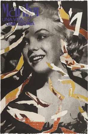 MIMMO ROTELLA Marilyn girl, 2003 decollage monotipo (pezzo unico) cm. 140x100...