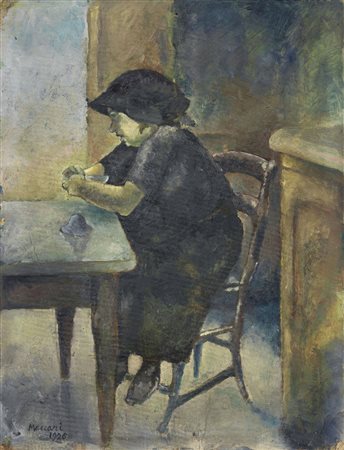 MINO MACCARI, DONNA SEDUTA AL TAVOLO, 1926