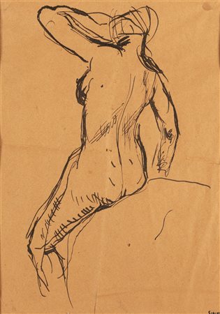 Mario Sironi (Sassari 1885-Milano 1961)  - Nudo di donna visto di schiena, 1928 ca.