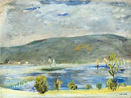 Angelo Del Bon "Paesaggio del fiume Adda" 
olio su tela (cm 46x61)
Firmato in ba