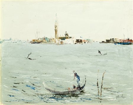 Adriano di Spilimbergo "Bacino di San Marco con l'Isola di San Giorgio" 
olio su