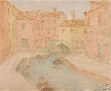 Pio Semeghini "Canale di Burano" 1951
olio su compensato (cm 24x30)
Firmato, loc