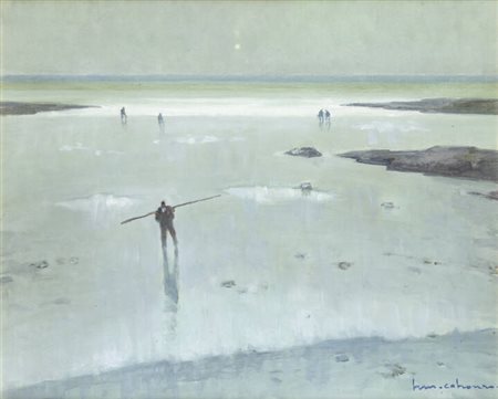 HENRY CAHOURS<BR>Francia 1889 - 1974<BR>"Pescatori sulla spiaggia"