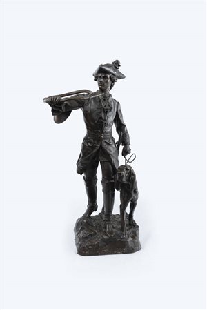 HIPPOLYTE FRANCOIS MOREAU<BR>Francia 1832 - 1927<BR>"Soldato con cane"