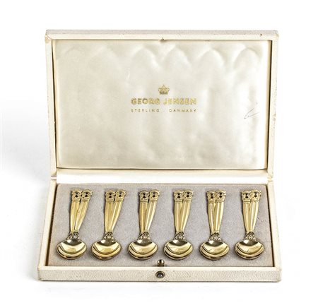 Set di dodici cucchiaini Danesi in argento - metà del XX Secolo, maestro argentiere GEORG JENSEN