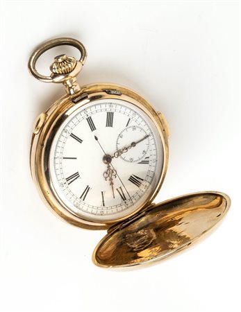 Orologio da tasca VOLTA Cronografo in oro con ripetizione ore quarti al passaggio e richiesta,  1910 circa