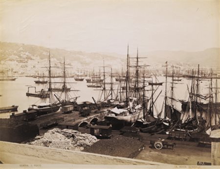 ALFRED NOACK (1833 – 1896) Genova il porto 1860-70 stampa all'albumina...