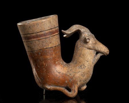 CONTENITORE ZOOMORFO IN CERAMICA DIPINTA, RHYTON 
Iran, Amlash, VIII-VII secolo a.C.