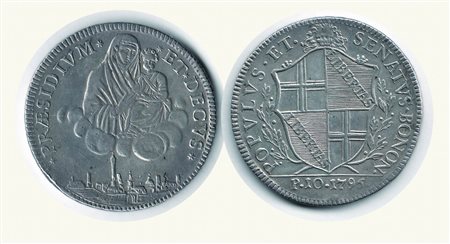 Monete di Città Italiane - BOLOGNA - Governo popolare - 10 Paoli 1796.