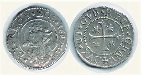 Monete di Città Italiane - GENOVA - Dogi Biennali - Scudo stretto 1687 - Sigle IML - Gr. 38.36.