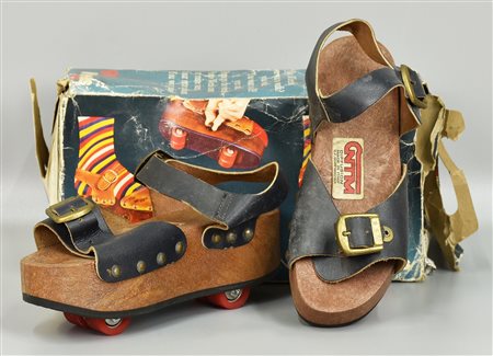 POP WHEELS sandali zeppe con ruote estraibili, complete di scatola originale...