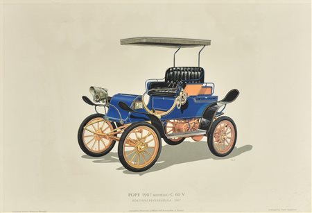 POPE 1907 modello C 60 V stampa su carta, cm 34x49 Edizioni Pininfarina...