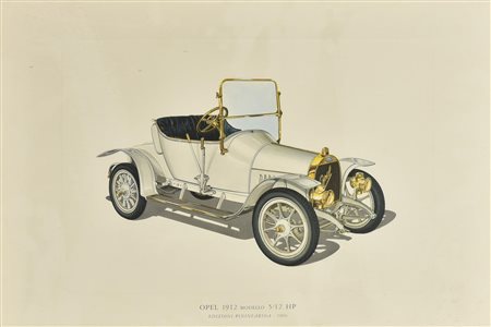 OPEL 1912 modello 5/12 HP stampa su carta, cm 34x49 Edizioni Pininfarina...