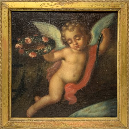 Cupido con arco e corona di fiori, 17° secolo