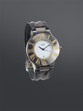 CARTIER Modello Must 21, anni '90 Diam. 35 Cassa in acciaio con lunetta...