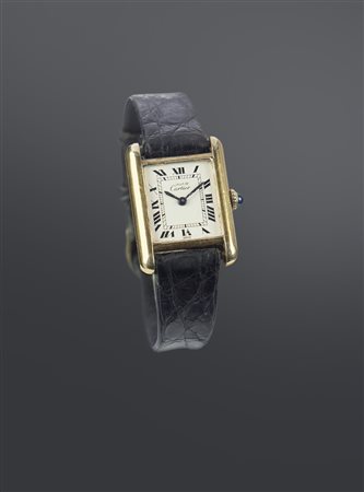 CARTIER Tank Vermeil, anni '70 29x22 Cassa di forma in argento, laminata in...