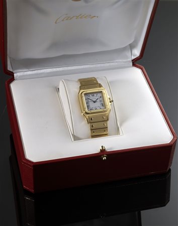 CARTIER Modello Santos anni '90 misura uomo in oro giallo Cassa e bracciale...