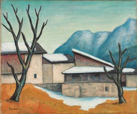 TOMEA FIORENZO Zoppé di Cadore (BL) 1910 - 1960 Milano "Paesaggio" 50x60 olio...