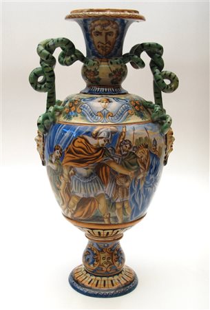 Vaso in maiolica istoriata, manifattura 