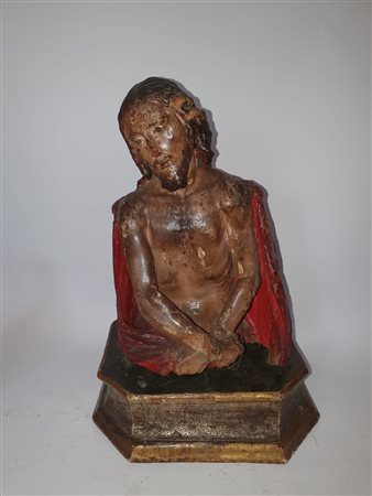 Scultura in legno policromo. raff.ecce homo, sec. 