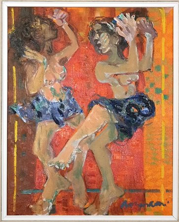 ALDO BORGONZONI (Medicina 1913 – Bologna 2004) "Ragazze che ballano", 1966....