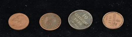 LOTTO DI 4 MONETE composto da: 1 moneta da 5 centesimi della Repubblica di...