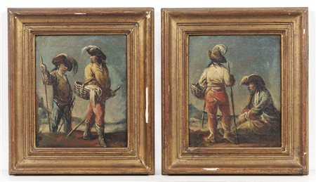 SIMONINI FRANCESCO (1686 - 1753) - Coppia di dipinti raffiguranti popolani.