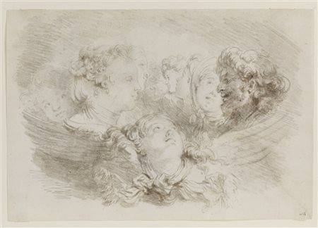 FRAGONARD JEAN HONORE' (1732 - 1806) - Studio di teste.