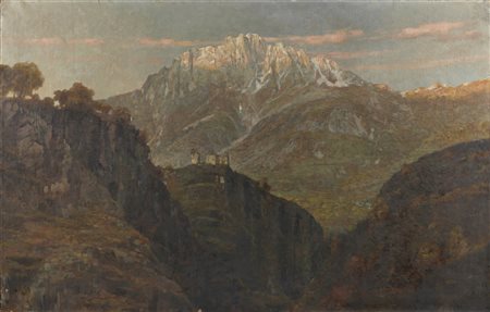 BERTOLOTTI CESARE (1854 - 1932) - Paesaggio montano. .