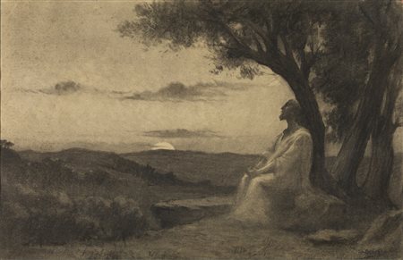 OSBERT ALPHONSE (1857 - 1939) - Cristo sul Monte degli Ulivi (Meditazione al tramonto). .