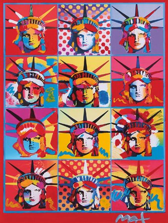 PETER MAX 1937 Liberty and Justice for all, 2001 tecnica mista e acrilici su...