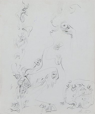 ANDRE MASSON Balagny 1896 - Parigi 1987 Senza titolo matita su carta intelata...