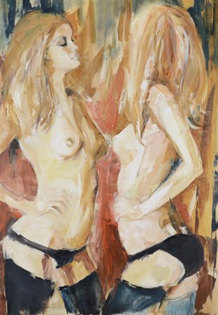 KATARZYNA SLOVICKA 1967 Ragazza allo specchio, 2010 olio su tela cm. 120x80,...