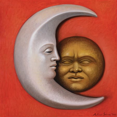 ANTONIO SCIACCA Catania 13/05/1957 Sole e luna, 2001 olio su tela cm. 70x70,...