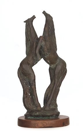 VIRGINIO PESSINA Barbaiana (MI) 1906 - 1982 Cavalli scultura in bronzo cm....