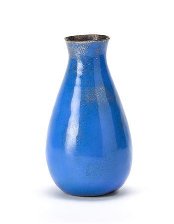 Paolo De Poli Vaso modello "4019". Padova, 1935-1940. Rame smaltato in azzurro s