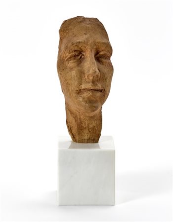 Enrico Mazzolani Scultura in terracotta montata su base in marmo raffigurante un