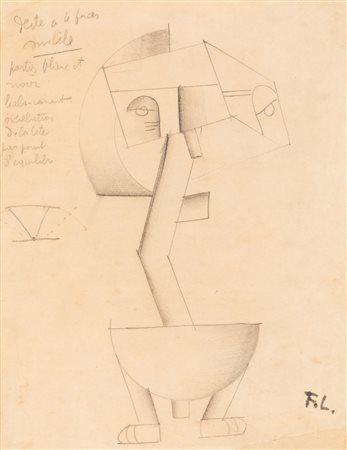 Fernand Léger Deité à quatre faces matita su carta cm 20x26 siglato in basso...