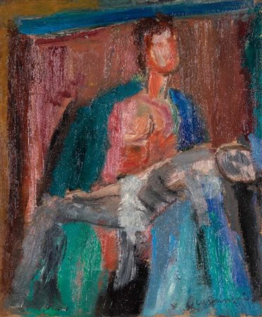 Bruno Cassinari Bozzetto della Deposizione, 1942 olio su tela cm 25x30...