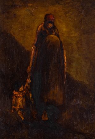 Lorenzo Viani Maternità dolente olio su tavola cm 49,5x70