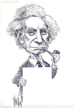 Franco Bruna Bertrand Russell Matita e china su cartoncino cm 24x34,5...