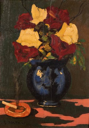 Natali, Renato (Livorno, 1883 - Livorno, 1979) 
Vaso di fiori 
Olio su tavola cm 40x29