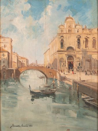 Pittore italiano del XX secolo ( - ) 
Veduta di Venezia 
Olio su tavola cm 39x30