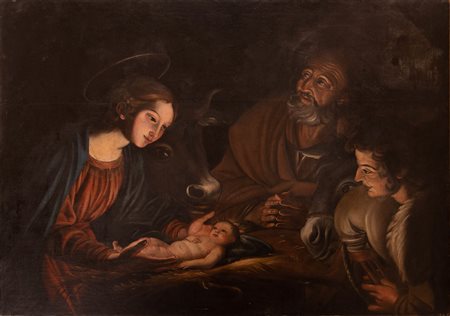 Scuola dell'Italia del nord del XVII secolo ( - ) 
Adorazione dei pastori 
olio su tela cm 96x136