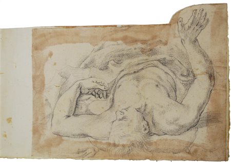 Scuola Toscana del XVII secolo STUDIO PER FIGURA MASCHILE grafite su carta,...