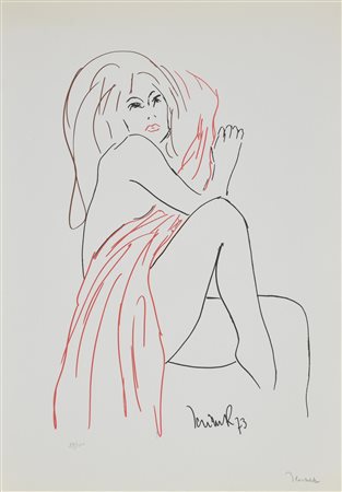 Harry Jelinek NUDO FEMMINILE litografia su carta, cm 68x48; es. 87/100 firma...